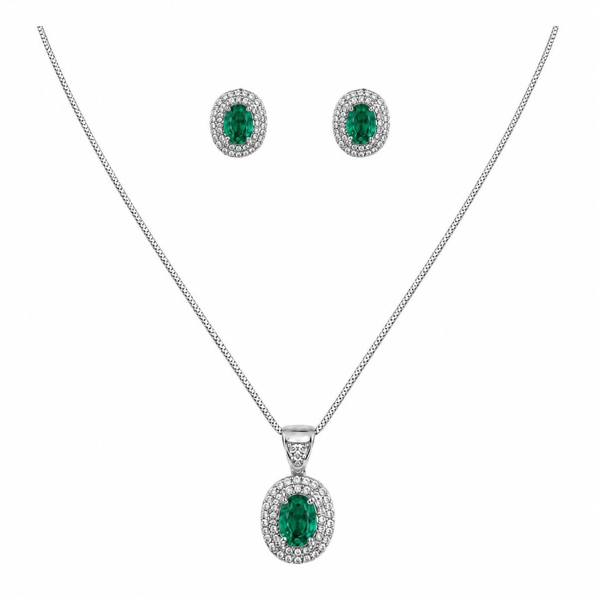Conjunto Colar e Brinco Folheado a Ouro 18k e Prata Moderno Oval
