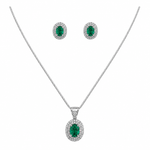 Conjunto Colar e Brinco Folheado a Ouro 18k e Prata Moderno Oval