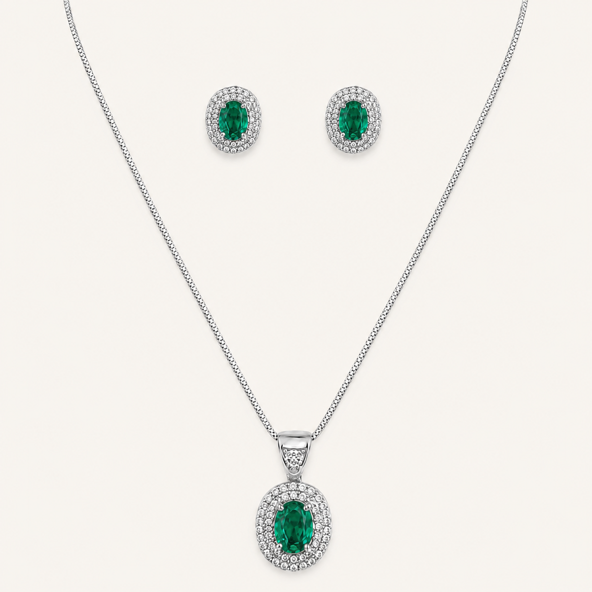 Conjunto Colar e Brinco Folheado a Ouro 18k e Prata Moderno Oval