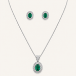 Conjunto Colar e Brinco Folheado a Ouro 18k e Prata Moderno Oval