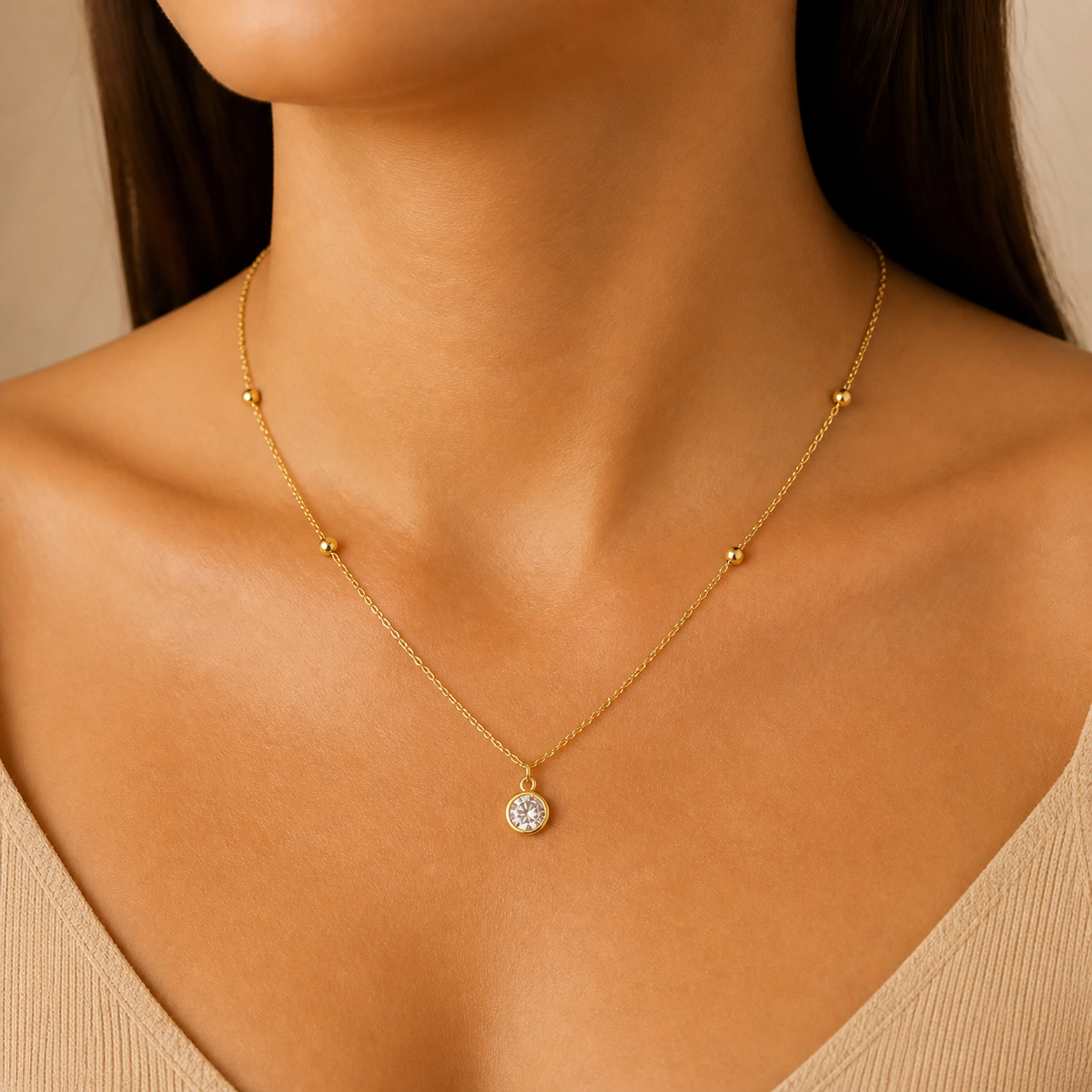 Choker Folheado a Ouro 18k Esferas e Ponto de Luz