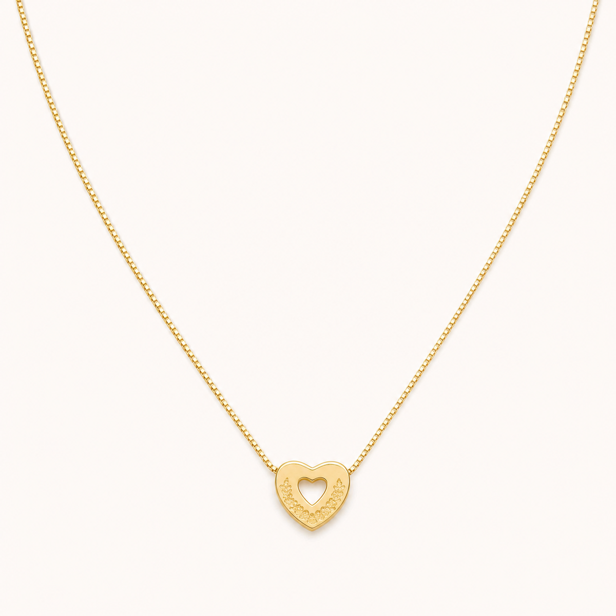 Colar Folheado a Ouro 18k Veneziana Pingente Coração