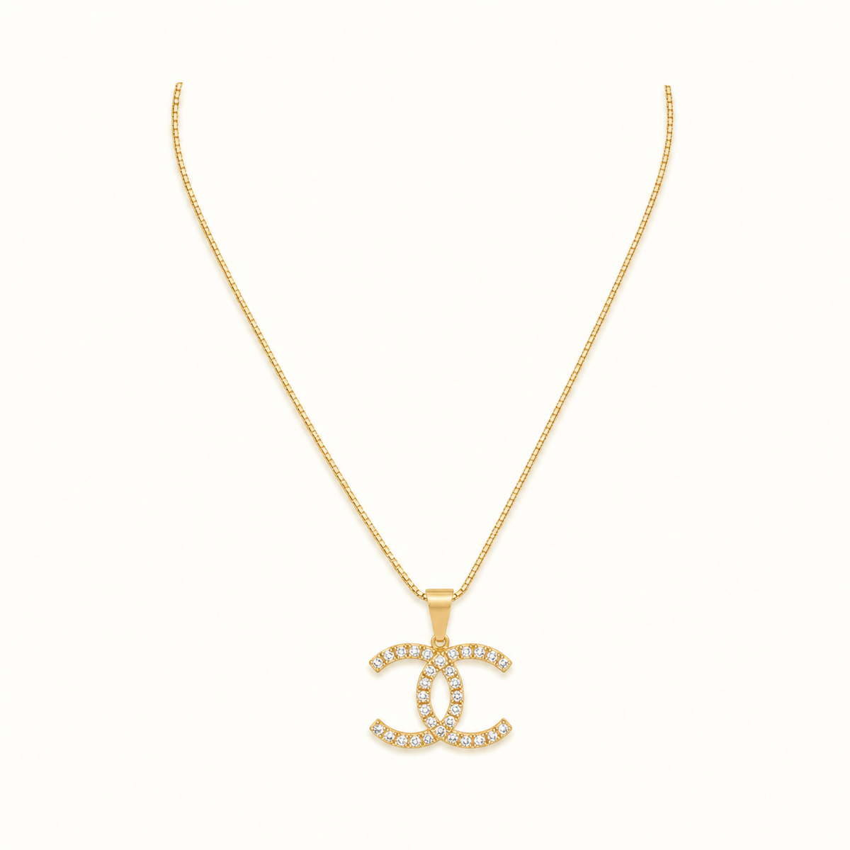 Colar Folheado a Ouro 18k Veneziana Alta Joalheria Cravejado