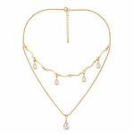 Colar Duplo Folheado a Ouro 18k Gotas Cristal