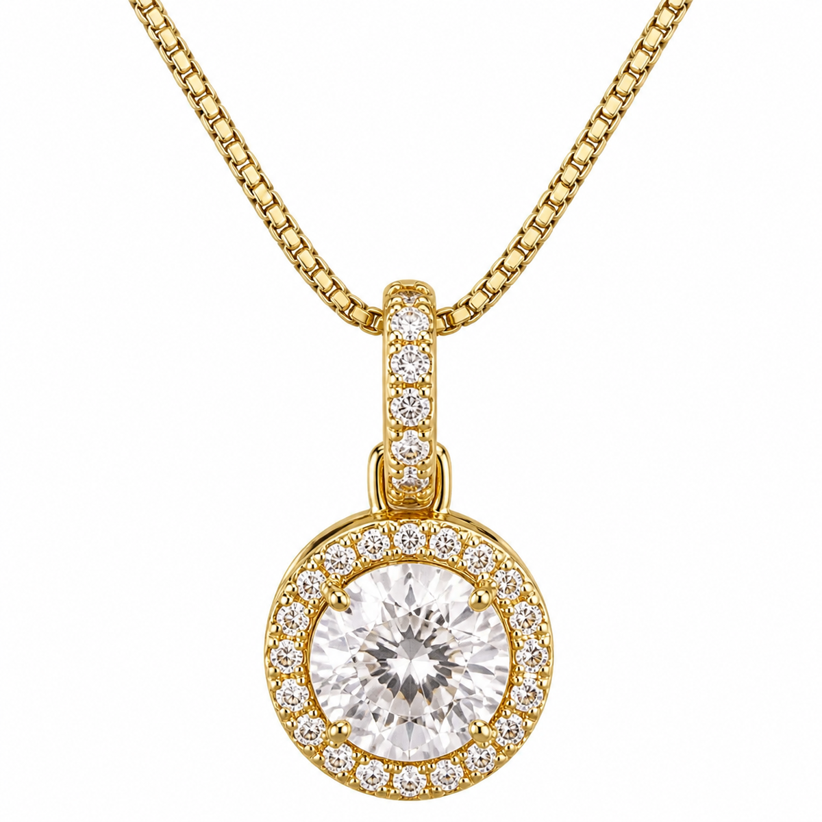 Colar Folheado a Ouro 18k e Prata Circulo Cravejado P
