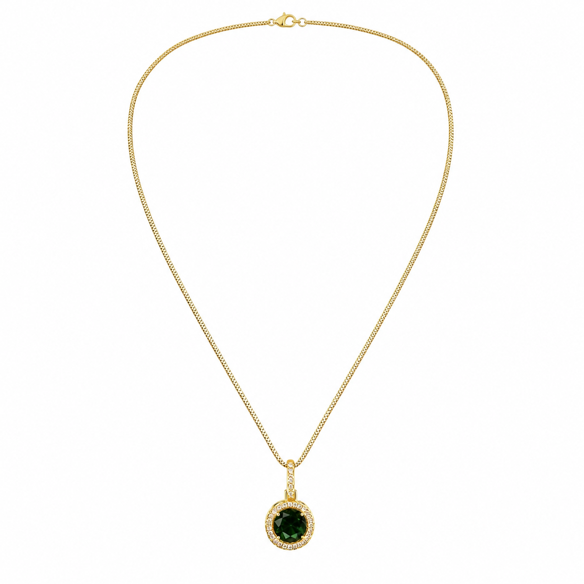 Colar Folheado a Ouro 18k e Prata Circulo Cravejado P