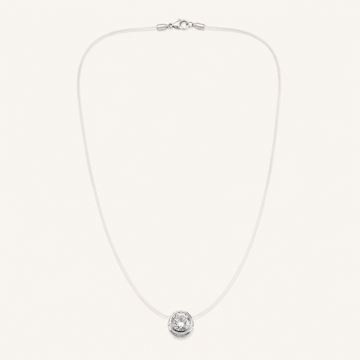 Colar de Nylon Folheado a Ouro 18k Circulo de Cristal 8mm