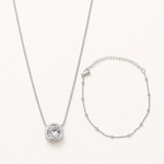 Conjunto Colar e Pulseira Folheado a Prata 925 Esferas e Ponto de Luz