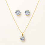 Conjunto Colar e Brinco Folheado a Ouro 18k Elo Português - Verde Água
