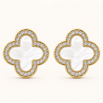 Brinco Folheado a Ouro 18k e Prata Cravejado e Resinado - Branco