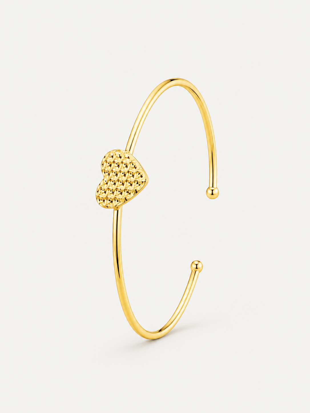 Bracelete Folheado a Ouro 18k Coração Texturizado - Semijoia