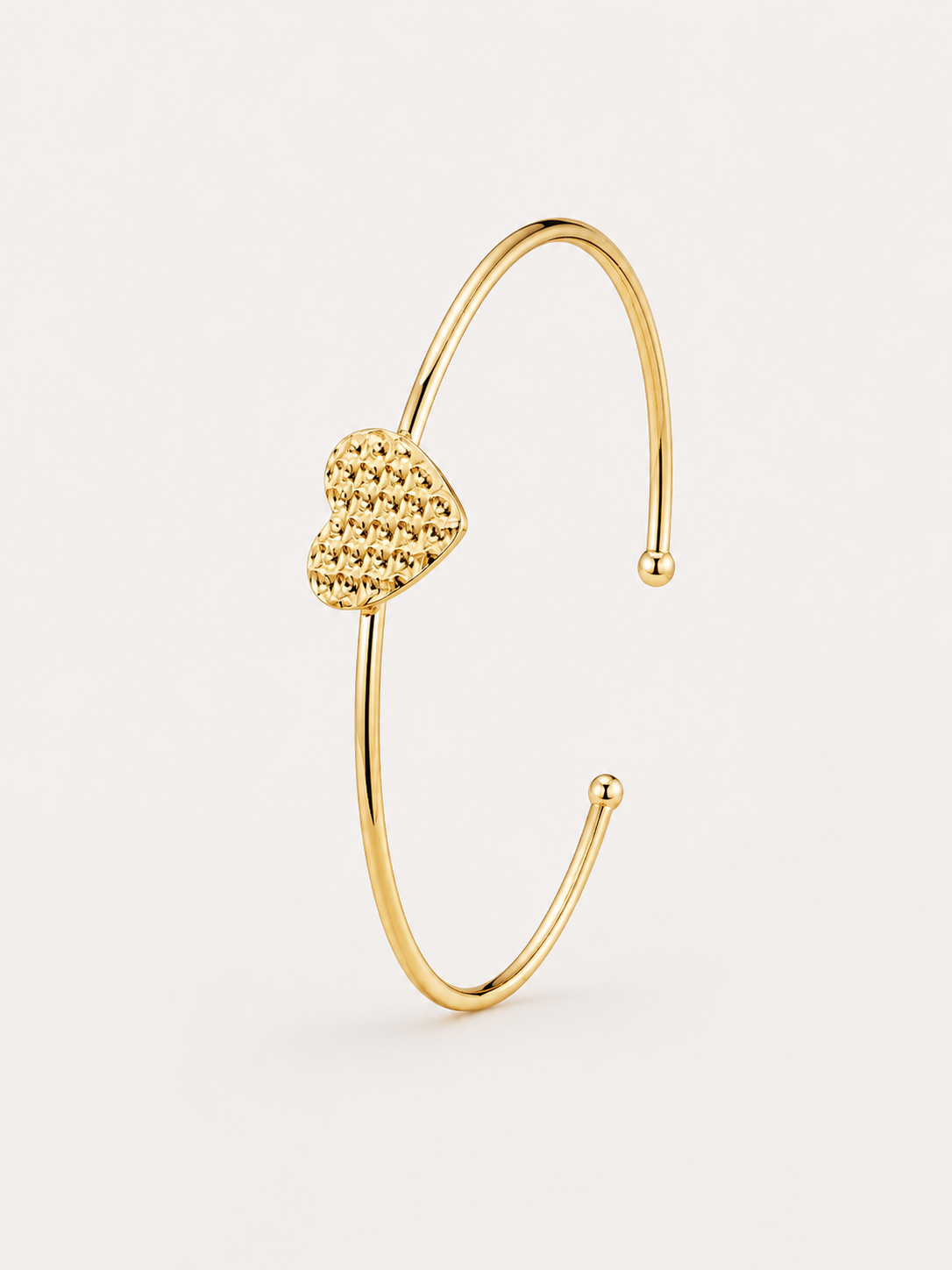 Bracelete Folheado a Ouro 18k Coração Texturizado - Semijoia