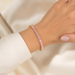 Bracelete Folheado a Ouro 18k e Prata Design Cravejado Colorido - Rosa