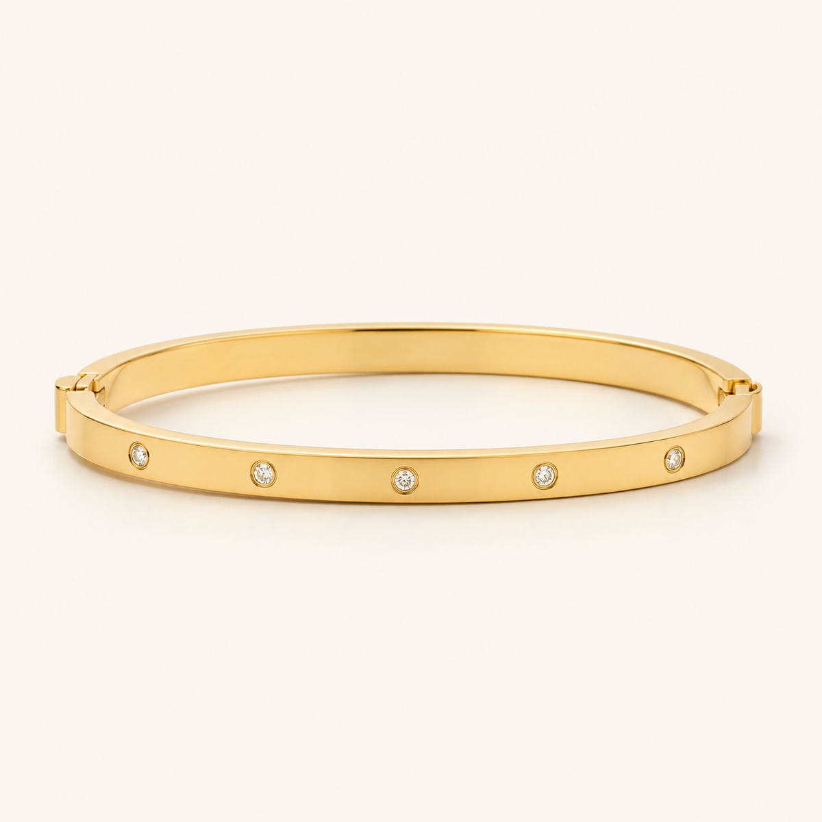 Bracelete Aço Inoxidável Folheado a Ouro 18k Com Ponto de Luz