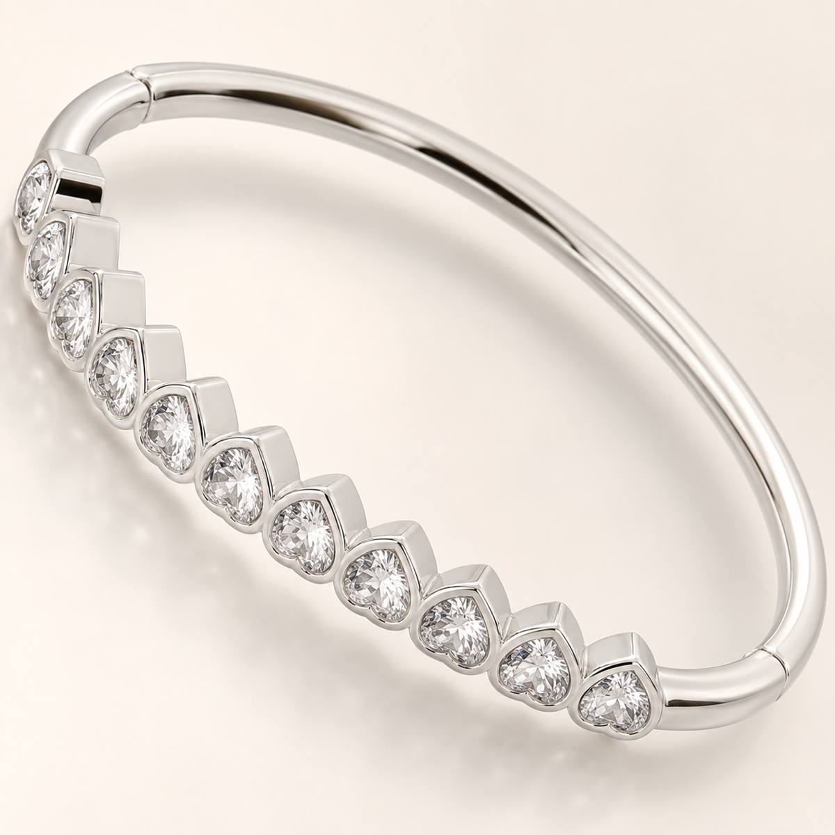 Bracelete Folheado a Ouro 18k e Prata Coração Cristal