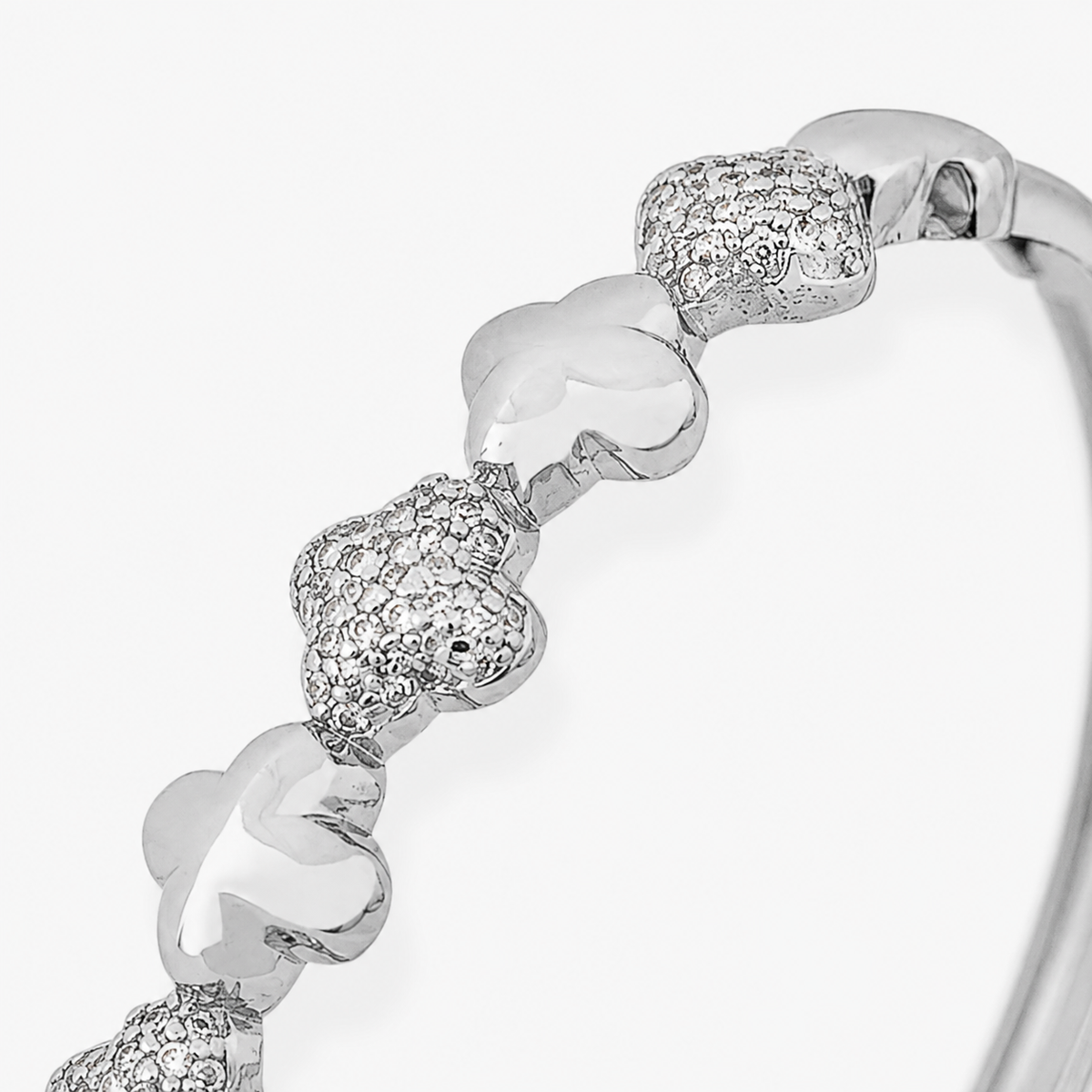 Bracelete Folheado a Ouro 18k e Prata Inspiração Vg Liso e Cravejado