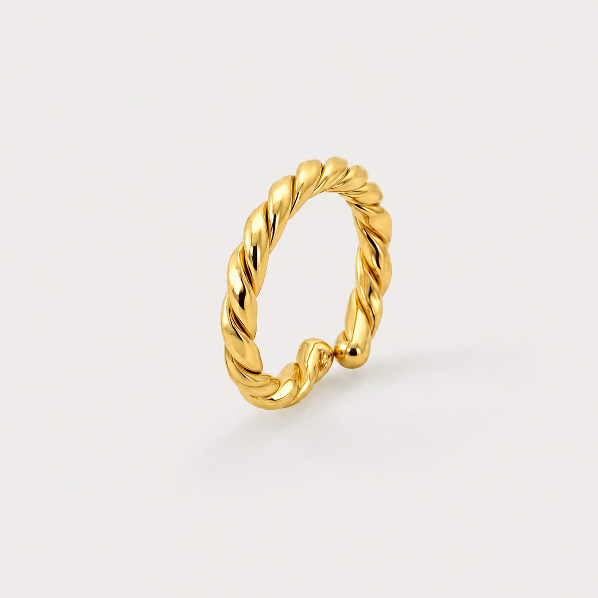 Anel Regulável Folheado a Ouro 18k Torcido - Semijoia