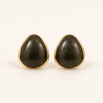 Brinco Folheado a Ouro 18k Gota com Pedra do Sol Verde