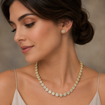 Conjunto Folheado a Ouro 18k Colar e Brinco Riviera Cravejado