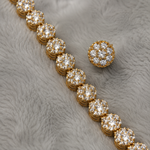 Conjunto Folheado a Ouro 18k Colar e Brinco Riviera Cravejado