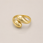 Anel Folheado a Ouro 18k Espiral Gota Liso