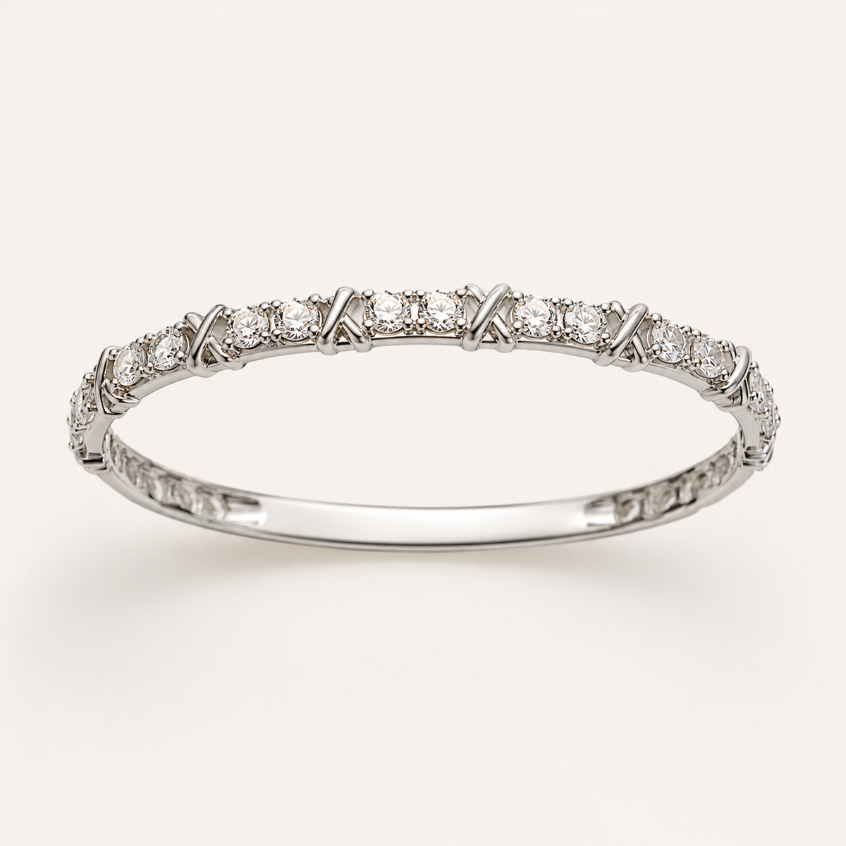 Bracelete Folheado a Prata 925 Cravejado com Zircônias - Design X