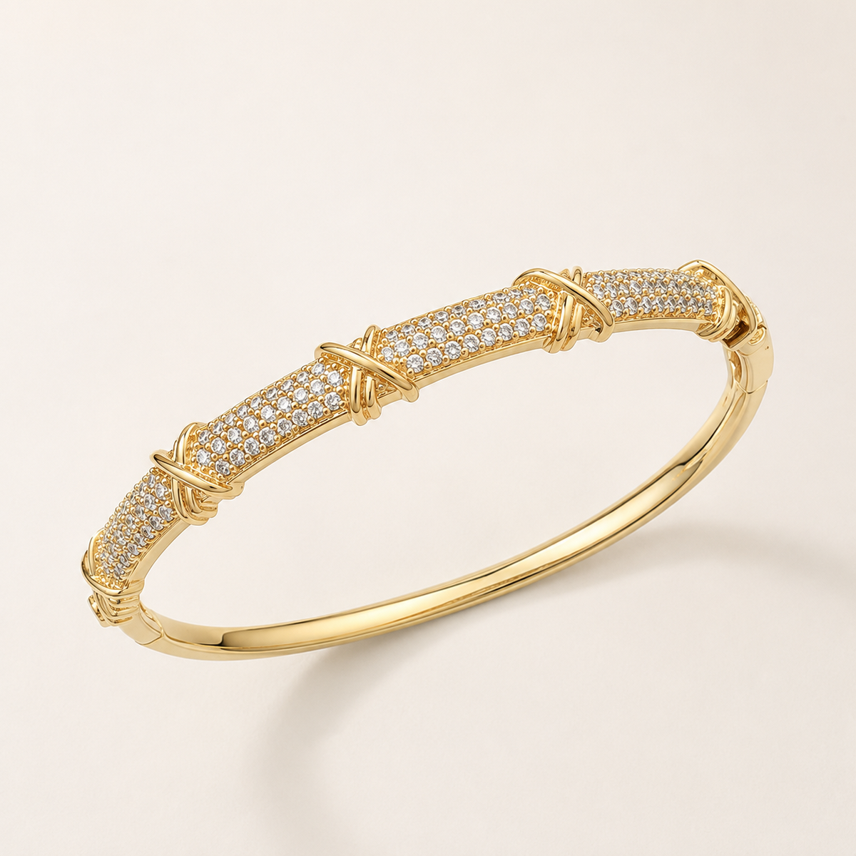 Bracelete Folheado a Ouro 18k Cravejado com Zircônias - Design X