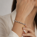 Pulseira Folheada a Prata 925 Bambu Cravejada com Zircônias