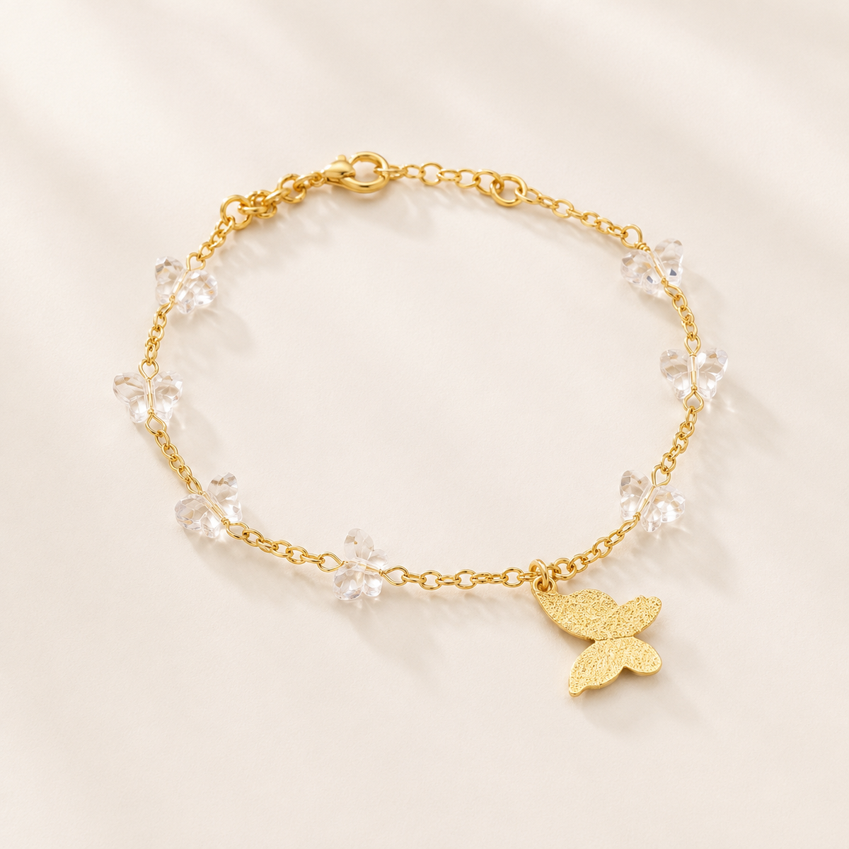 Pulseira Folheada Borboleta com Cristais