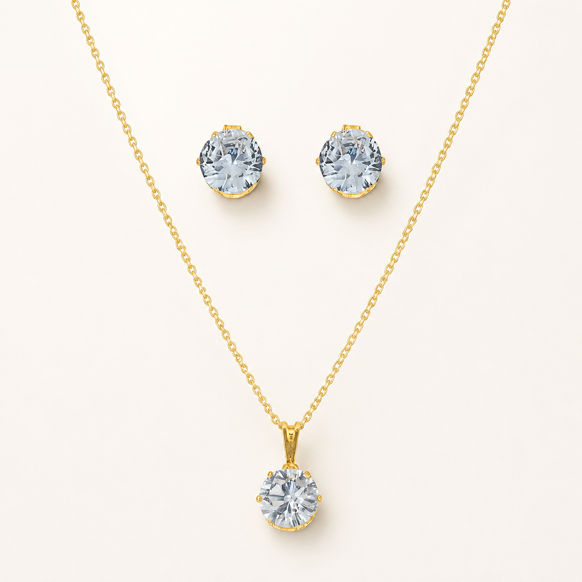 Conjunto Colar e Brinco Folheado a Ouro 18k Elo Português - Verde Água