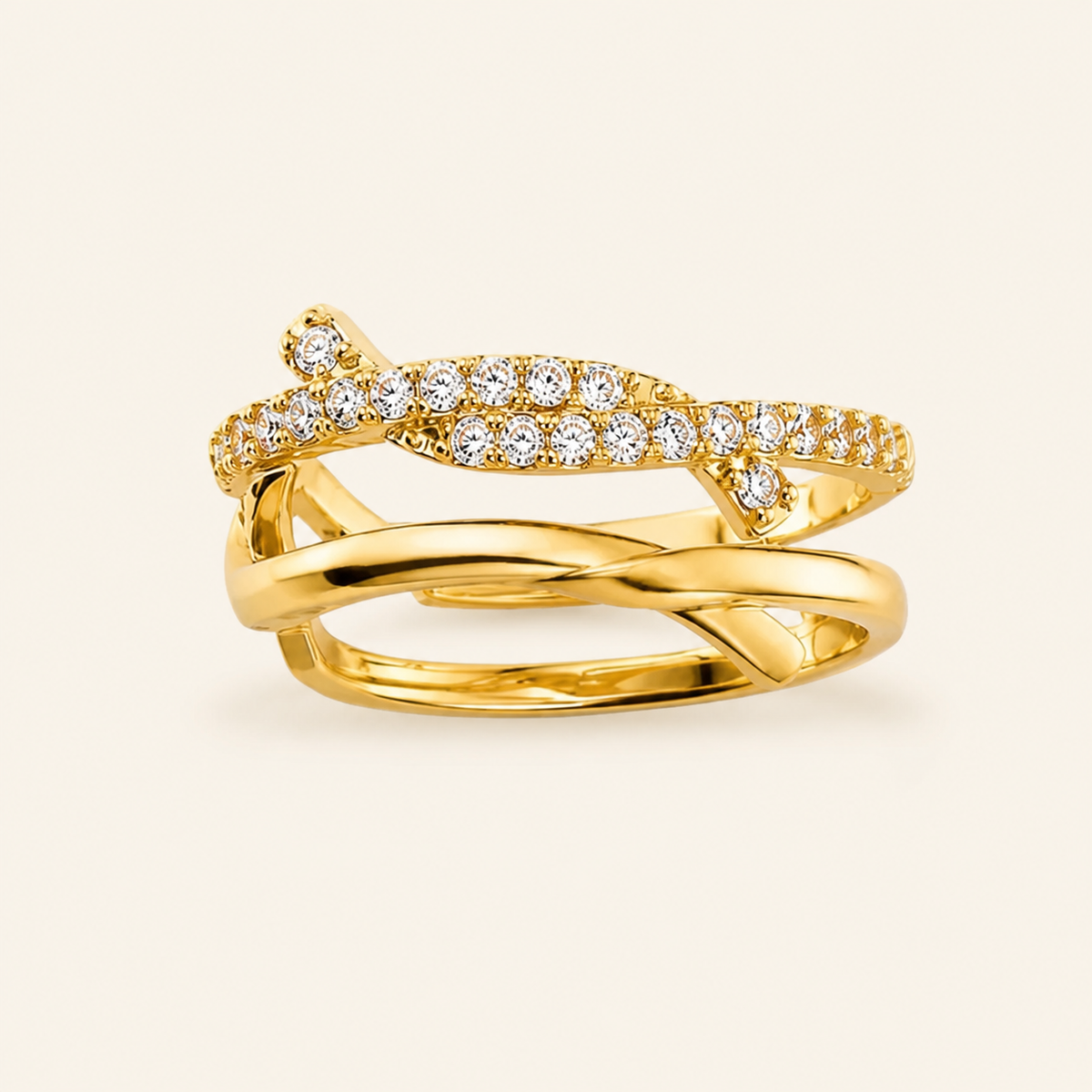 Piercing Folheado a Ouro 18k e Prata Fios Cravejados Cruzados