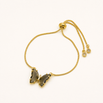 Pulseira Folheada a Ouro 18k Lariat Borboleta de Cristal