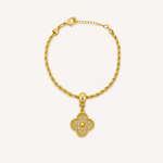 Pulseira Folheada a Ouro 18k e Prata Cordão Baiano Cravejado