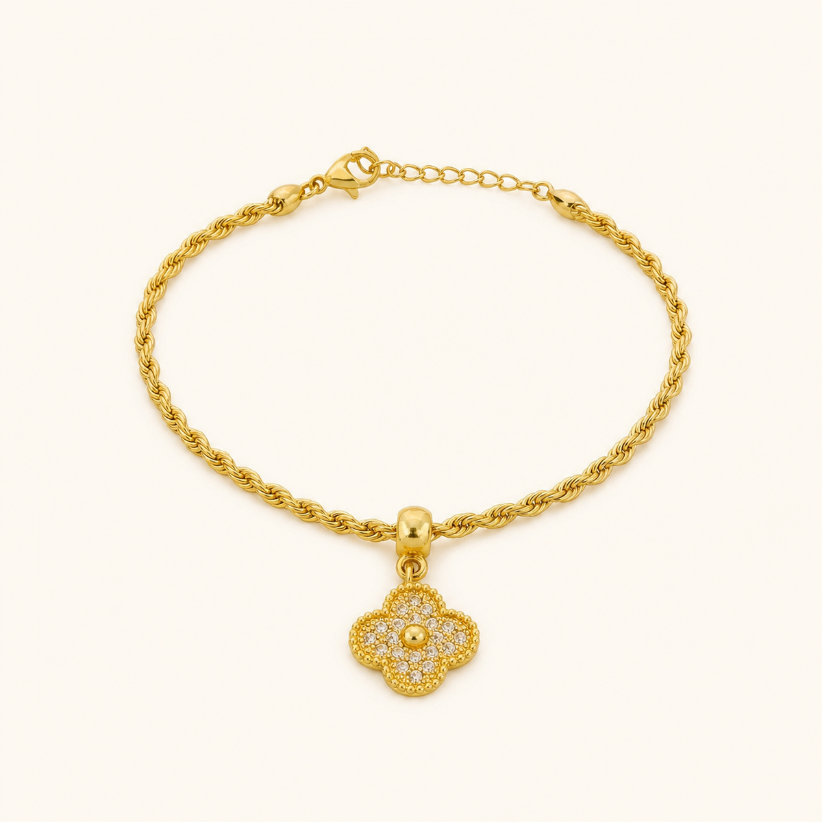 Pulseira Folheada a Ouro 18k e Prata Cordão Baiano Cravejado