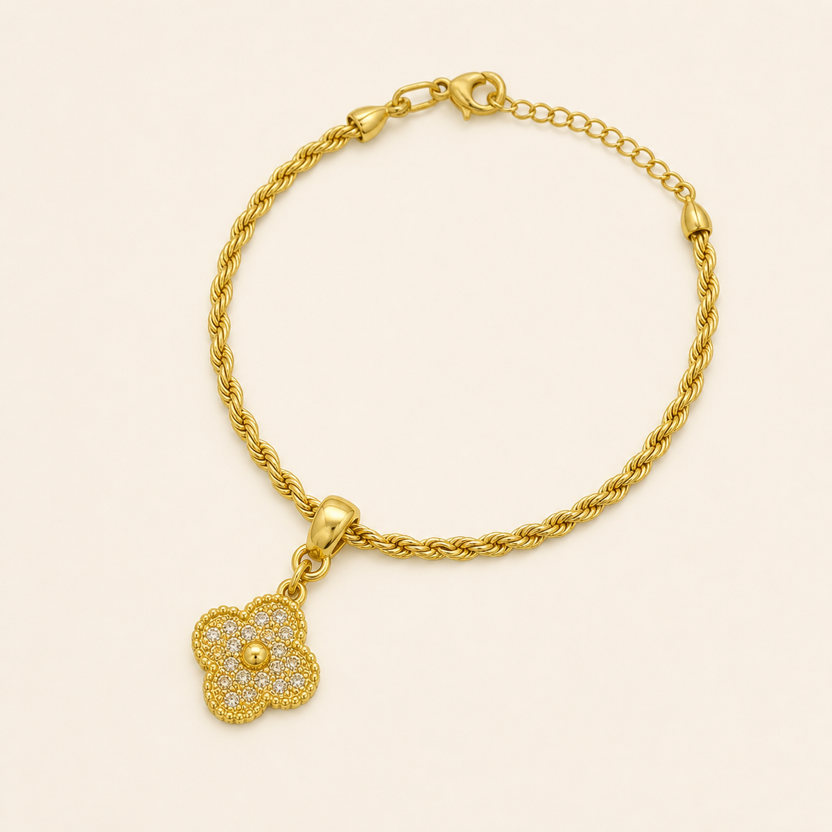 Pulseira Folheada a Ouro 18k e Prata Cordão Baiano Cravejado