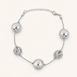 Pulseira Folheada a Prata 925 Esferas Lisas e Texturizado
