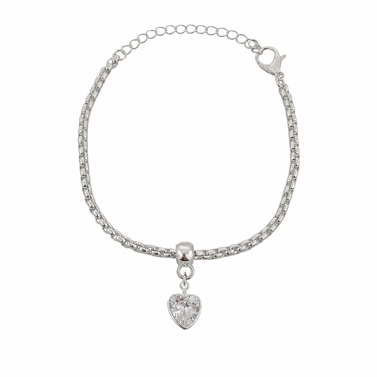 Pulseira Folheada a Prata 925 Coração Cristal