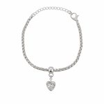 Pulseira Folheada a Prata 925 Coração Cristal