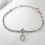 Pulseira Folheada a Prata 925 Coração Cristal
