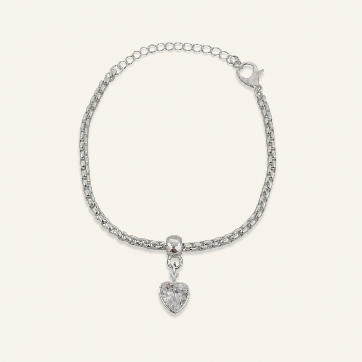 Pulseira Folheada a Prata 925 Coração Cristal