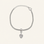 Pulseira Folheada a Prata 925 Coração Cristal