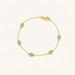 Pulseira Folheada a Ouro 18k Cristais Verdes