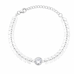 Pulseira Folheada a Prata 925 Escamas Com Pontos de Luz