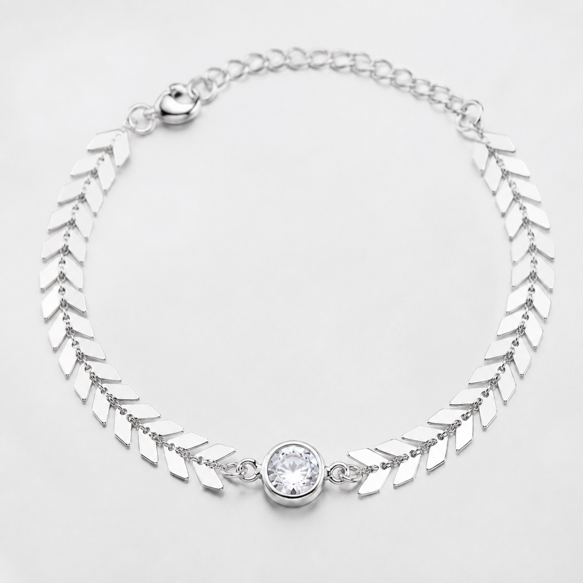 Pulseira Folheada a Prata 925 Escamas Com Pontos de Luz