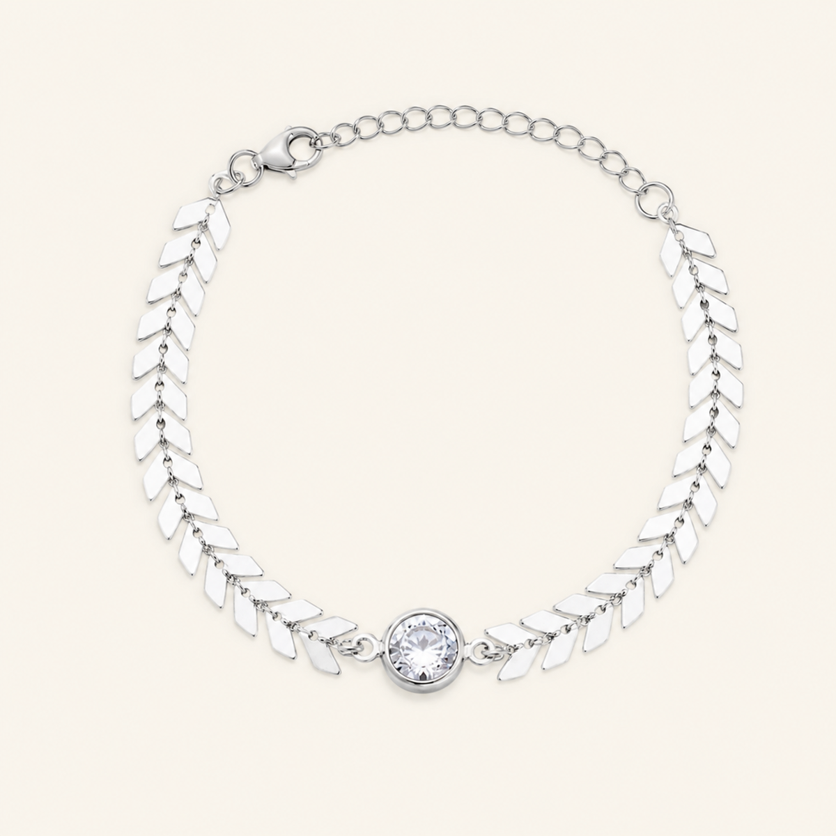 Pulseira Folheada a Prata 925 Escamas Com Pontos de Luz