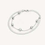 Pulseira Folheada a Prata 925 Dupla Esfera Com Fita Laminada