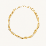 Pulseira Folheada a Ouro 18k Fita Laminada Com Cordão Cravejado