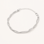 Pulseira Folheada a Prata 925 Fita Laminada Com Cordão Cravejado