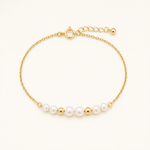 Pulseira Folheada a Ouro 18k Esferas e Pérolas