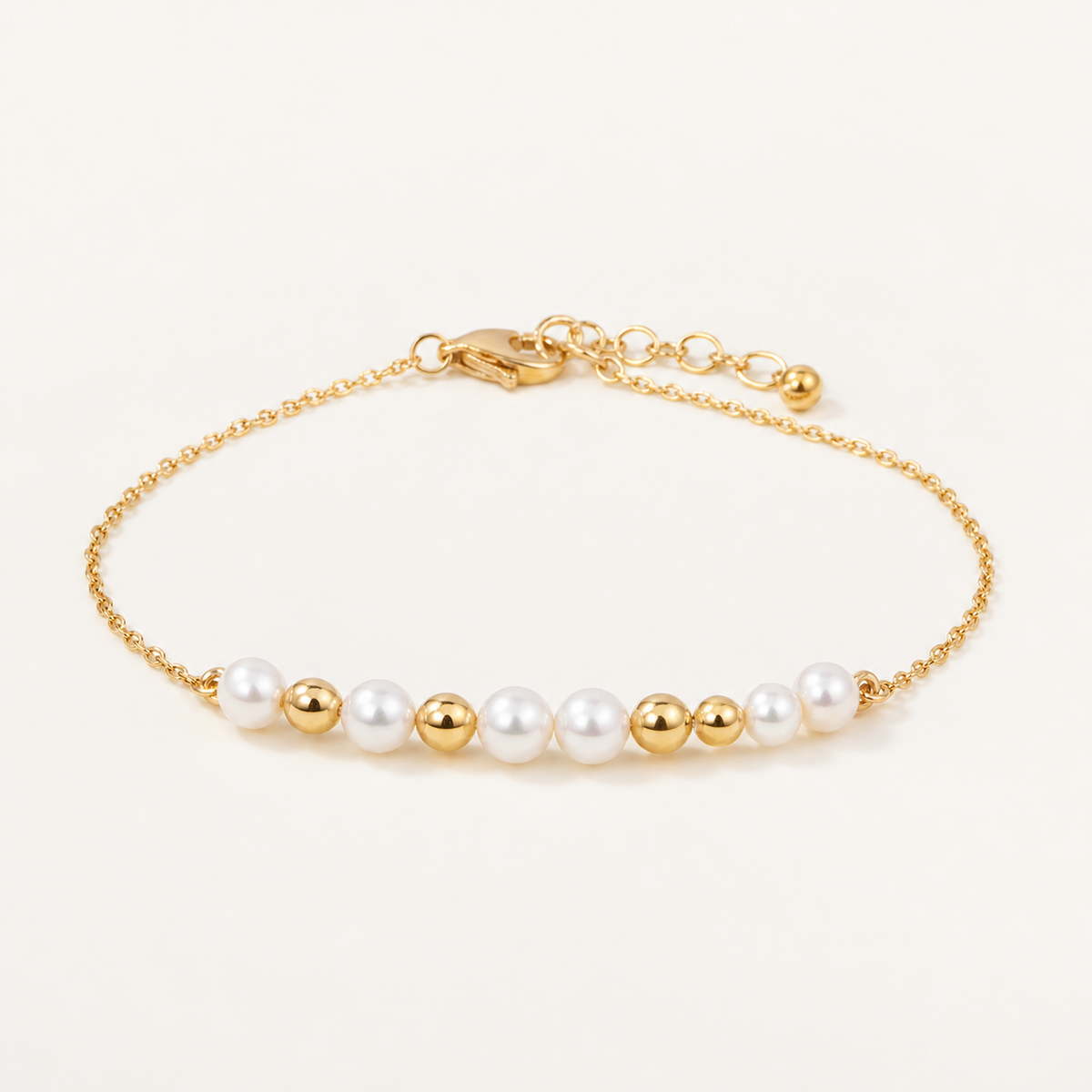 Pulseira Folheada a Ouro 18k Esferas e Pérolas